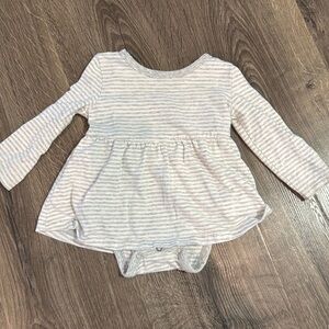 Baby Girl Gray Striped Dress Long Sleeve Onesie (9M)